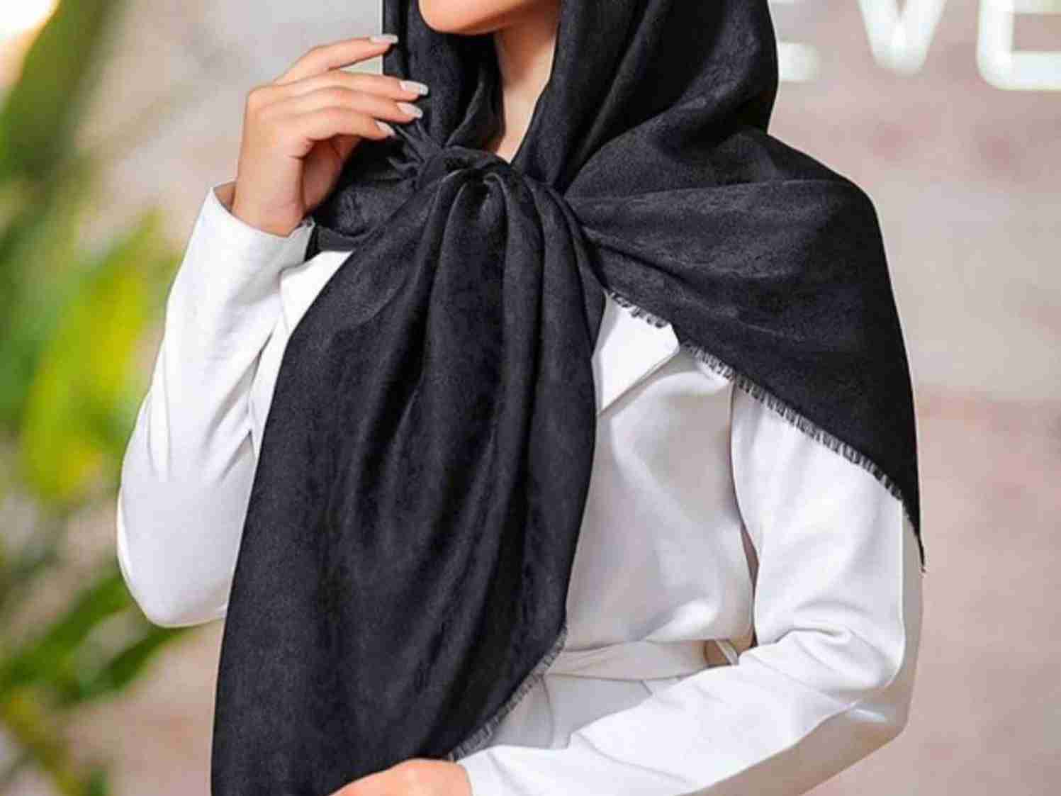تصویر 3 از پخش عمده روسری پتینه مشکی + کف قیمت بازار